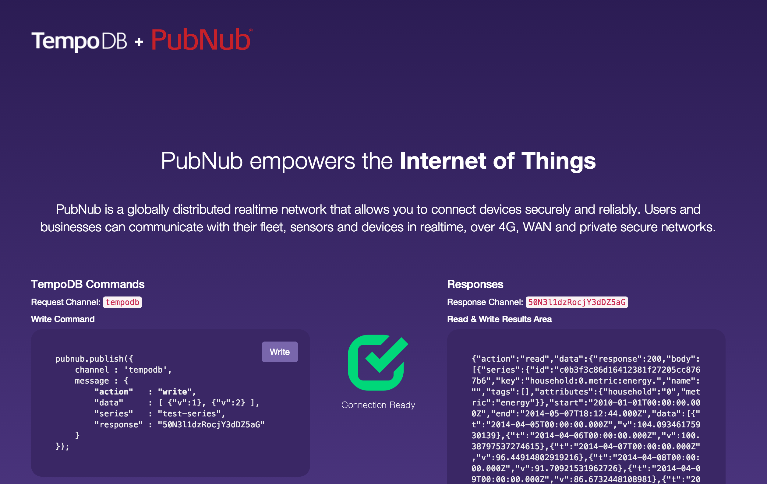 Internet of Things with PubNub and TempoDB